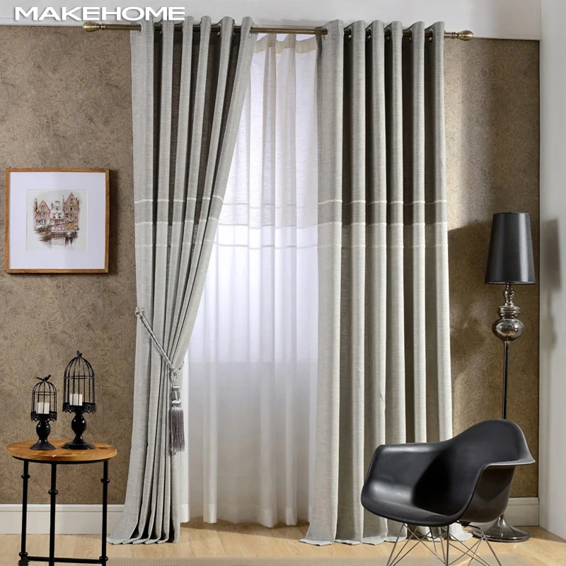 

Semi-Blackout Linen Window Curtains for Living Room Bedroom Kitchen Modern Curtains Jacquard Tulle Drapes