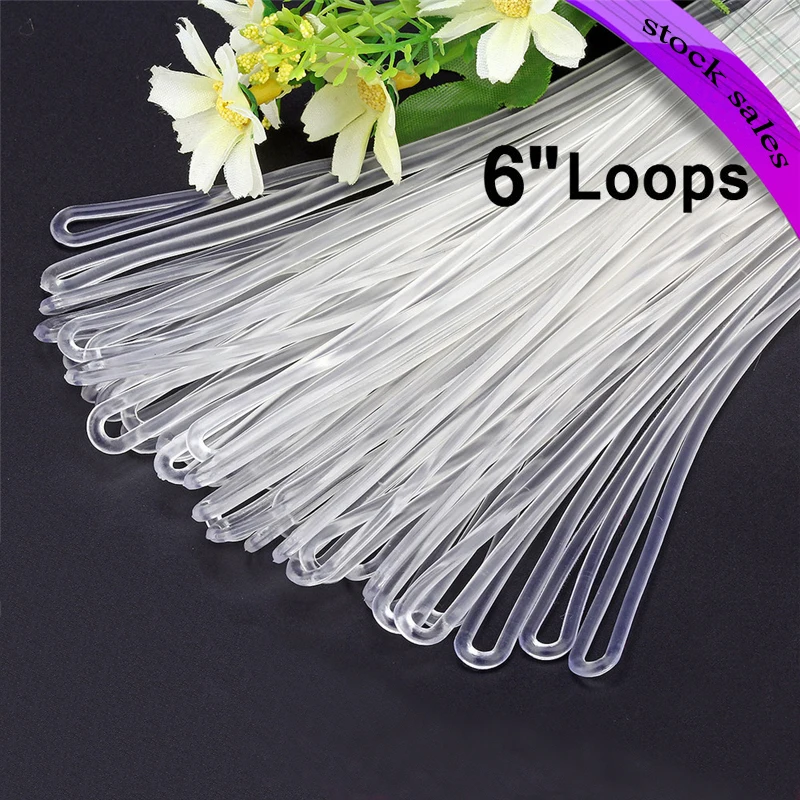 

100pc/lot 6 Inch Premium Clear Plastic Luggage Loop Straps/Worm Loops for Luggage Tags, by Specialist ID