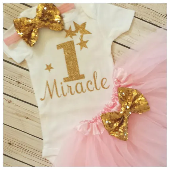 custom glitter gold Little star baby shower 1st birthday bodysuit onepiece Tutu Dress romper Outfit Sets  party favors