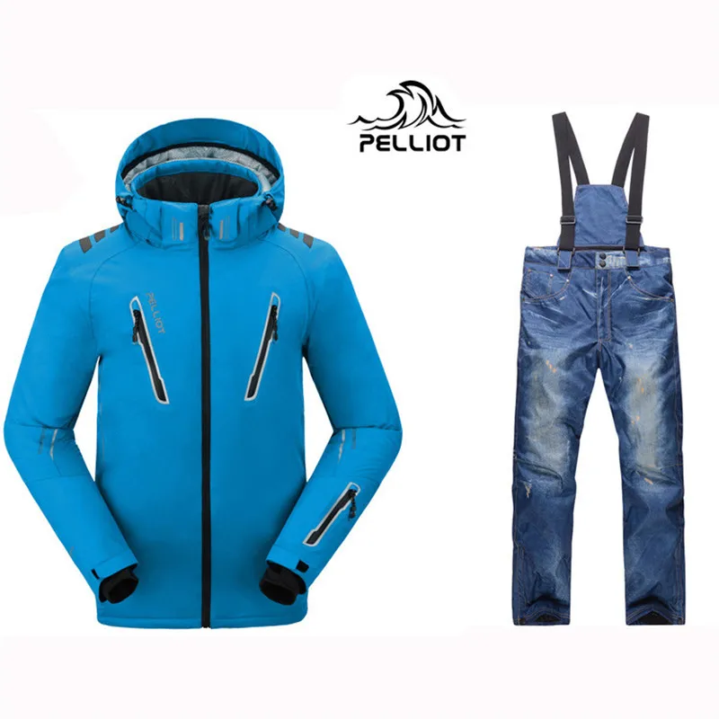 

New Pelliot Male Ski Suits Jacket+Pants Men's Water-proof,Breathable TThermal Cottom-padded Snowboard Suit Men Ski Jacket