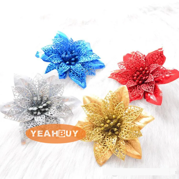 

Hot Sale 12CM Artificial Christmas Flower Head Four Color Fake Simulated Hydrangea For Festival Decoration Party Decoration