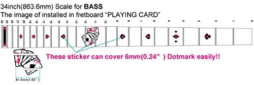 For BASS Fretboard Markers Inlay Sticker Decals - Playing Card Black/White