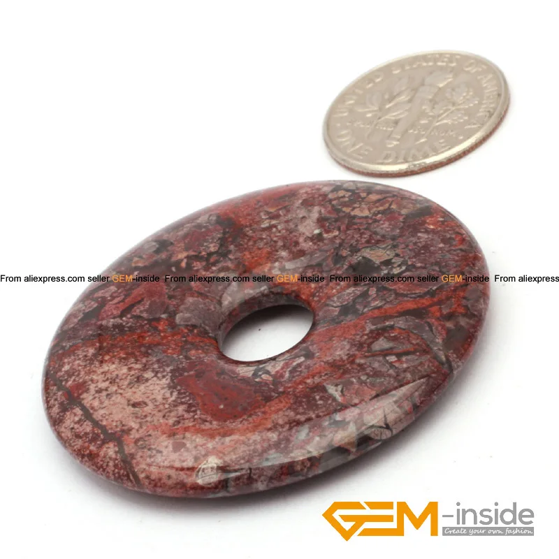 30mm 40mm 50mm Donut Shape Red Jaspers Natural Stone Loose Beads For Pendant Making Means Safe And Lucky