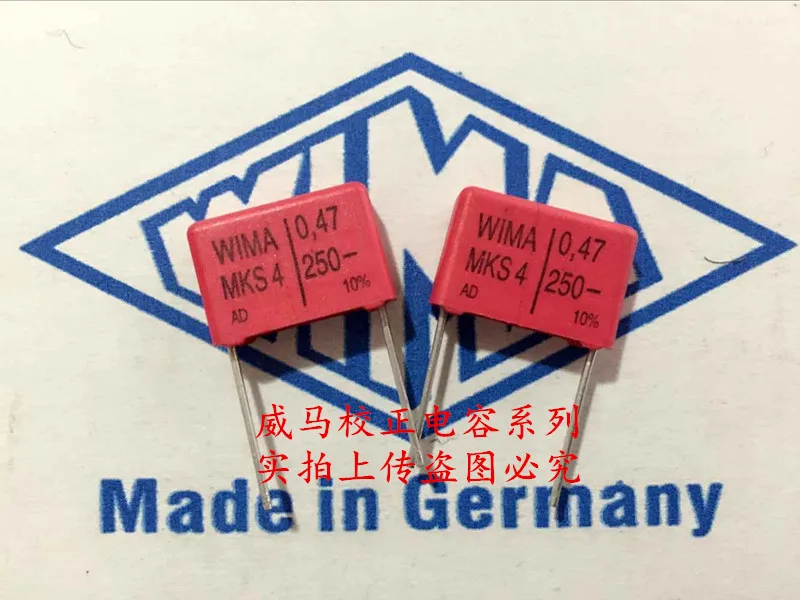 

2020 hot sale 10pcs/20pcs German capacitor WIMA MKS4 250V 0.47UF 250V 474 470Nf P: 15mm Audio capacitor free shipping