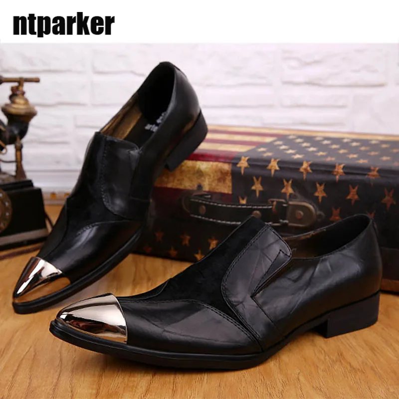 ntparker Limited Edition Soft Leather Man's Shoes Leather Flats Leather Dress Shoes Man Pinted Steel Toe Business Flats