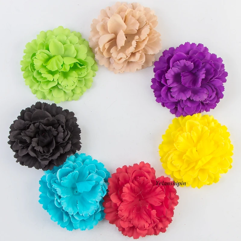 120pcs/lot 11CM 20colors Hair Chic Peony Flower Clips For Children Hair Accessories Artificial Fabric Flowers For Baby Headbands