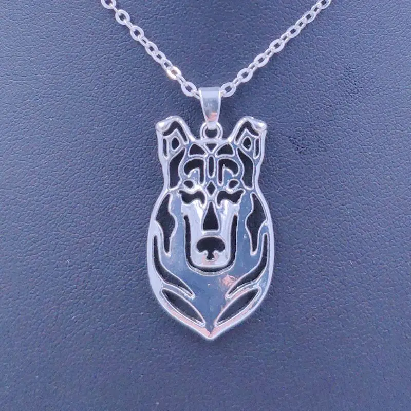 Smooth Collie Dog Animal Pendant Necklace Gold Silver Plated Jewelry For Women Male Female Girls Ladies Punk Cute N177