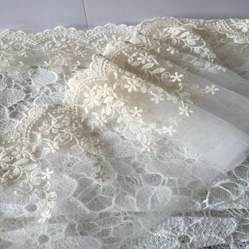 5yrd/lot Width 15cm Stylish Cotton Embroidered Mesh Lace Trim Garment Lace for Sewing Off White Beige Black Red Green