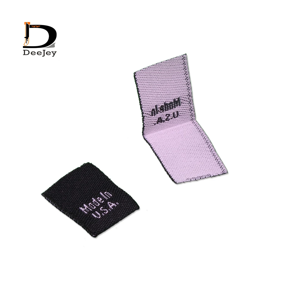 woven clothing tags made in china country origin black label tag 15x20mm center folded labels 150pcs lot