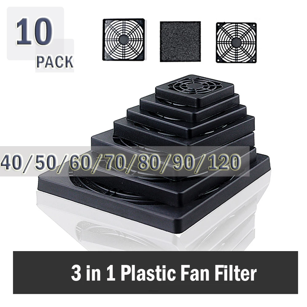 10PCS Gdstime Dustproof 40mm 50mm 60mm 80mm 90mm 120mm PC Case Fan Dust Filter Guard Grill Protector Cover Plastic ComputerFan