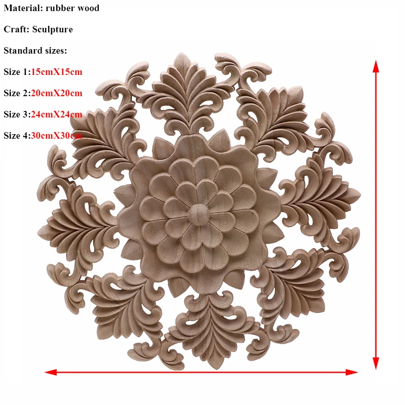 VZLX Floral Wood Carved Corner Applique Vintage Wooden Carving Decal Furniture Cabinet Door Home Decor Decoration Accessories