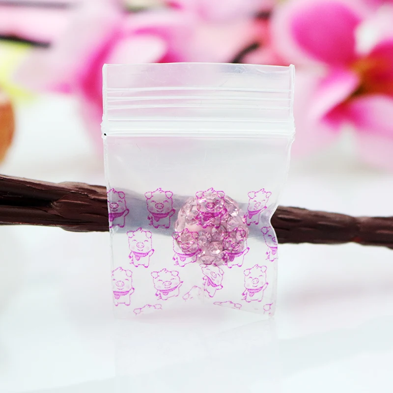 

100pcs/pack Cute Pattern Thick Small Zip lock Plastic Bags 2.2x2.8cm Ziplock Reclosable Plastic Poly Bag Jewelry Packaging Bags