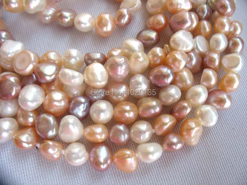 freshwater pearl pink purple white baroque  7-8mm 150cm long necklace  wholesale bead nature gift discount