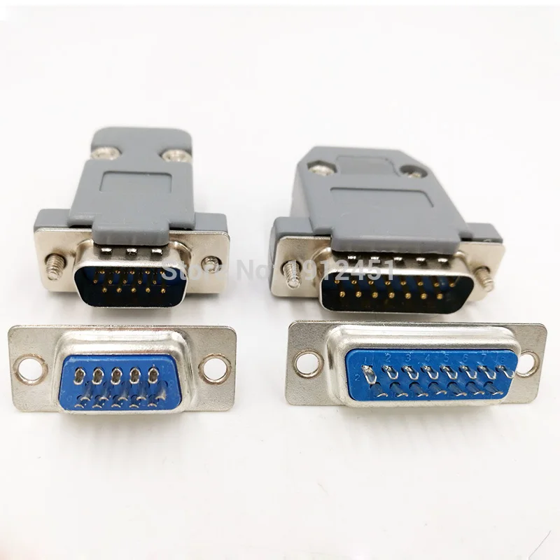 DB15  data cable connector plug VGA Plug 3 row D type connector 15pin port socket adapter female&Male DP15