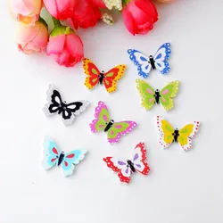 Free Shipping 50pcs Random Mixed Lovely Butterfly Animals 2 Holes Wood Painting Sewing Buttons Scrapbooking 25x18mm F0844