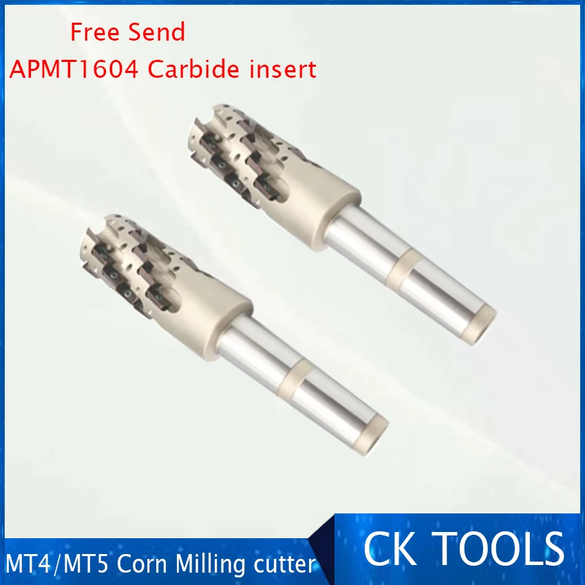 Free insert Morse taper shank indexable high efficiency spiral corn end mill APMT1604 corn milling cutter