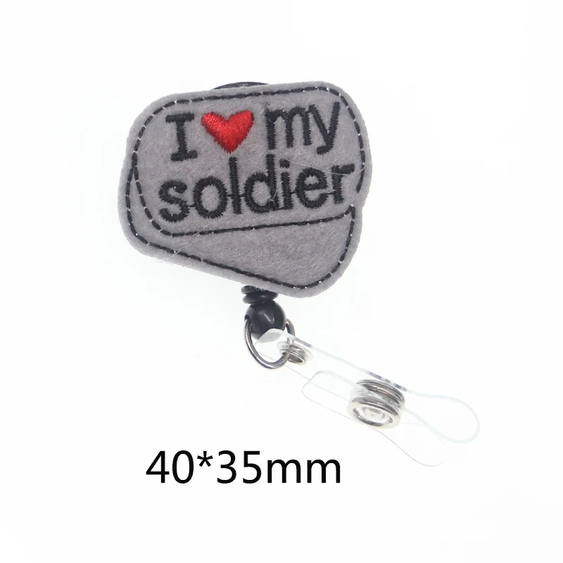 medical stomach doctor id badge reel/i love my soldier letter Nurse Retractable Badge Holder Reel Clip