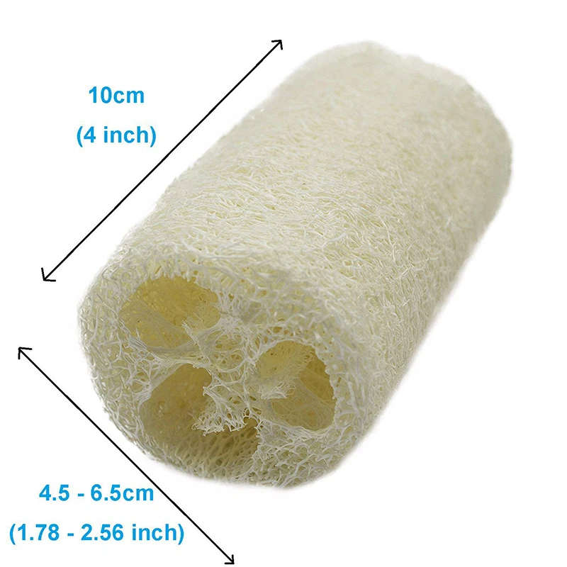 2Pcs/Set Loofah Bath Sponge with Lanyard 4inch Natural Loofah Sponge Scrubber Bath Sponge for Body Cleaning Bathroom Accessories