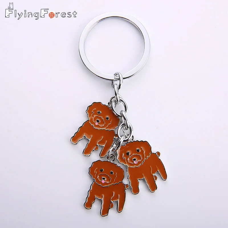 2019 Metal Dog Jewelry Poodle PET Dog Key Chain Key Ring Pom Gift For Women Girl Bag Charm Keychain Pendant Jewelry Wholesale