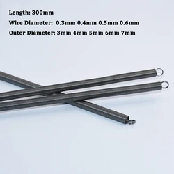 1pc 300mm Sping Steel Dual Hook Long Expansion Tension Spring Hardware Accessories Wire Dia 0.3-0.6mm Outer Dia 3-7mm