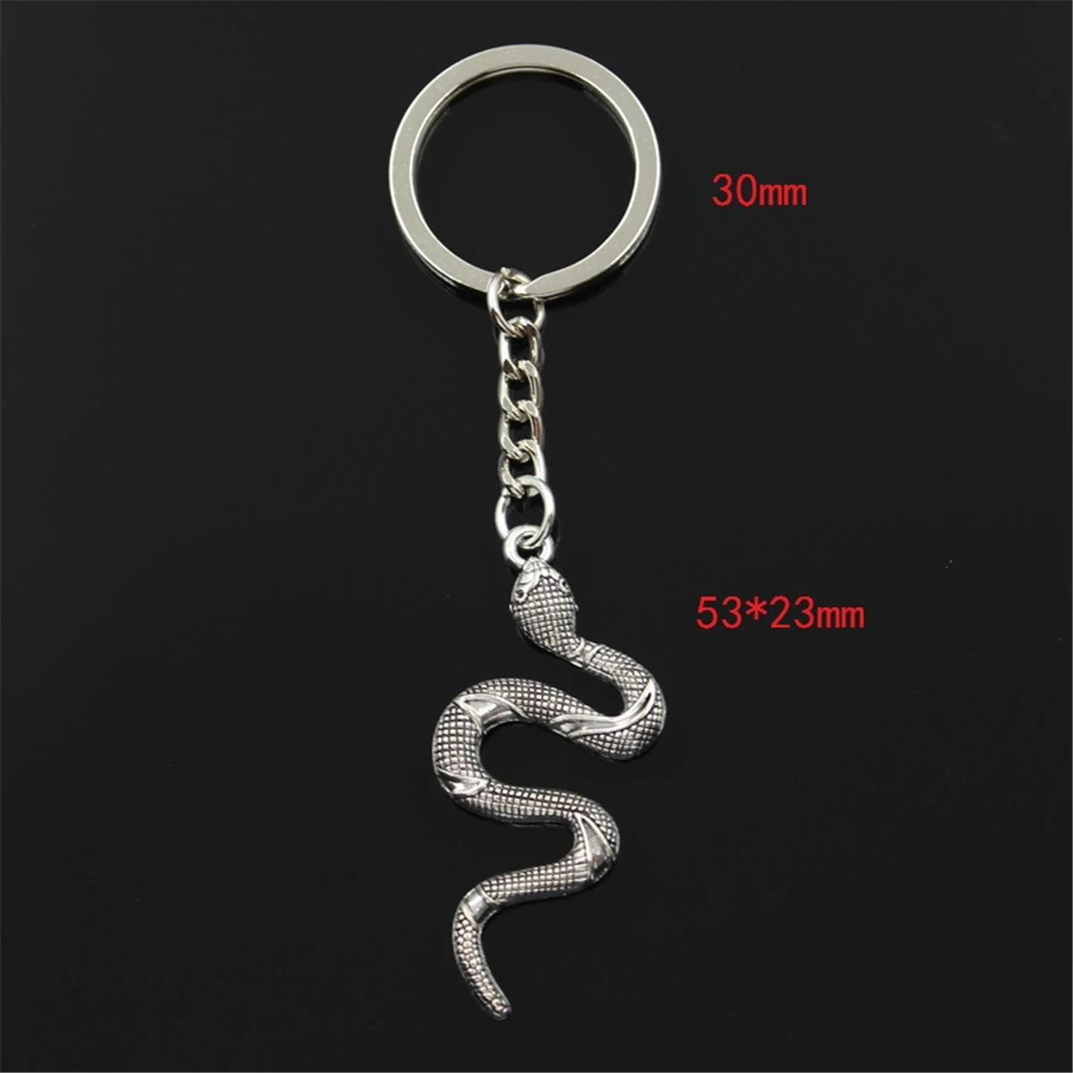 New Fashion Men 30mm Keychain DIY Metal Holder Chain Vintage Snake Cobra 53x23mm Bronze Silver Color Pendant Gift