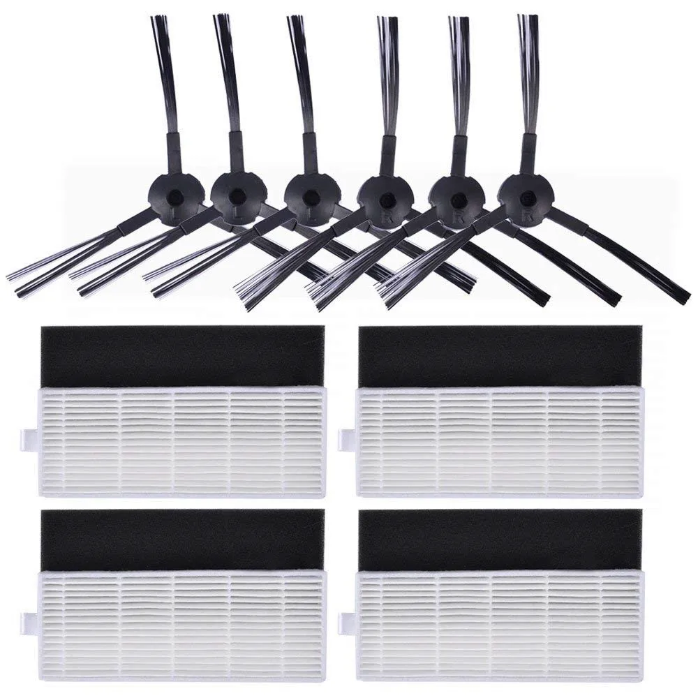 

Replacement Filter & Side Brush Kit for ILIFE A6 A4 A4s Robot Vacuum Cleaner (Includes 6 Side Brushes + 4 set Filters)