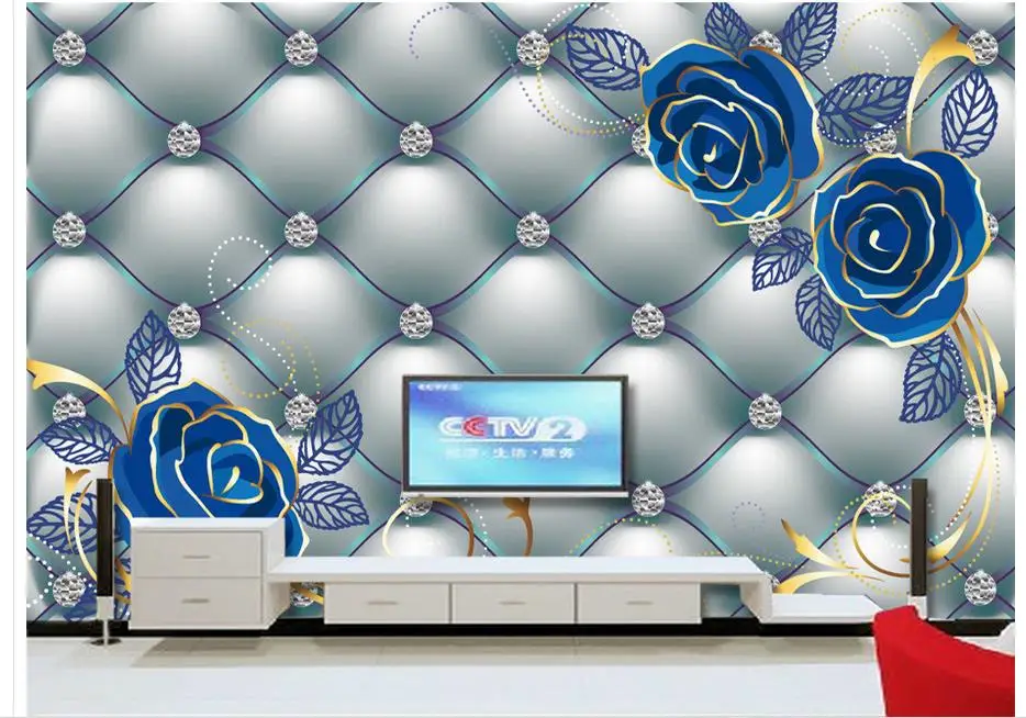 

Custom Any Size Mural Wallpaper Personality Wallpaper Painting Original Soft Bag Blue Rose