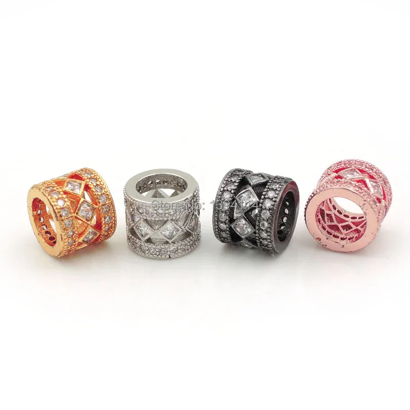 9*10*10mm Micro Pave Clear CZ Bezel Setting Tube Beads Fit For Making DIY Bracelets Or Necklaces Jewelry