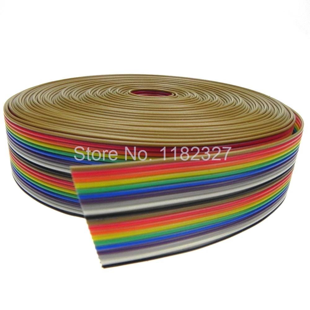 (10 meters/lot) Flat Ribbon Cables AWG28 20Pin 1.0mm pitch 10 meters long Rainbow Color