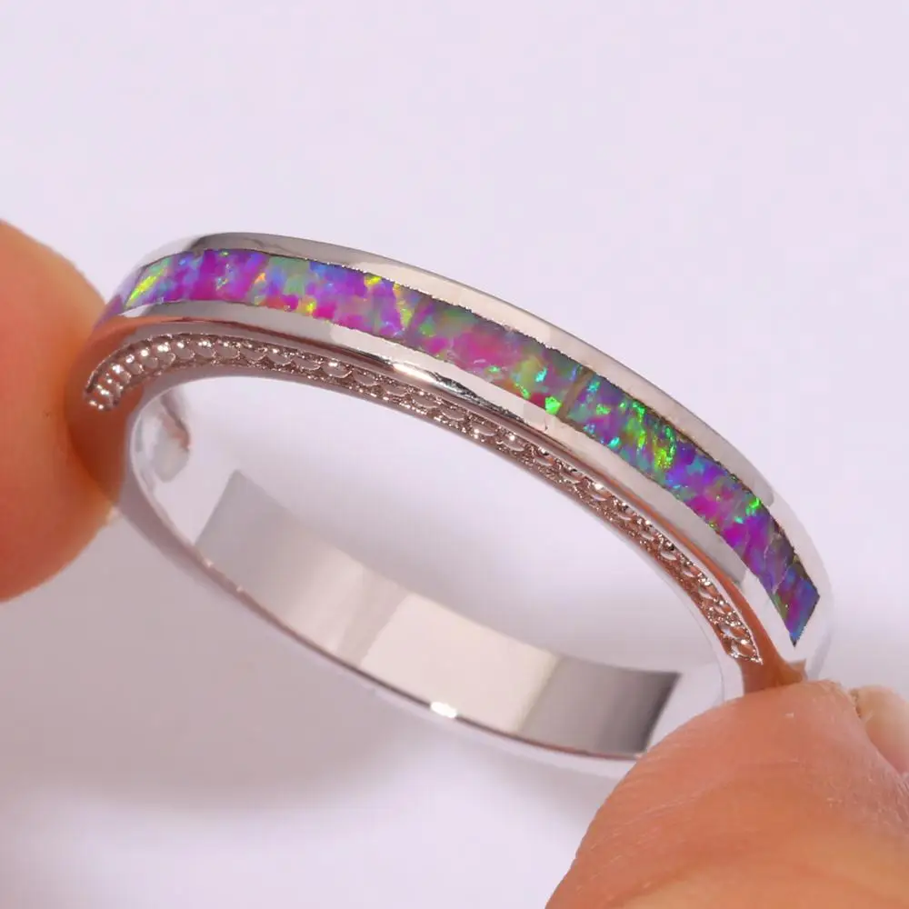 CiNily Created Pink Fire Opal Silver Plated Ring Wholesale Retail Fashion for Women Jewelry Ring Size 6 7 8 9 10 OJ9000