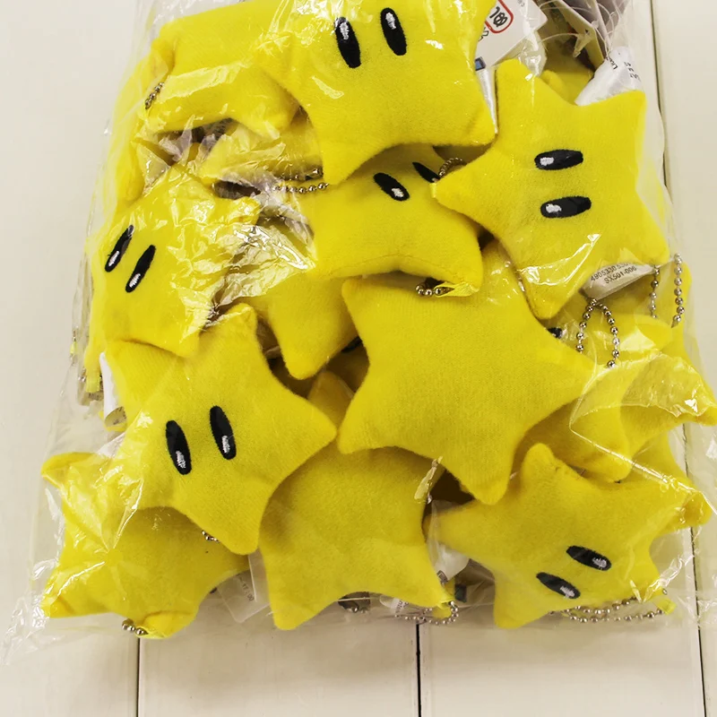 1Pcs 7cm Mini Yellow Stars Toys New Tiny Keychain Five Stars Doll Toys for Kids Gifts