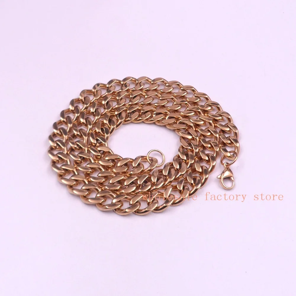 20''-36'' choose 10mm Gold  stainless steel Fashion  curb Link Chain Necklace for Men's XMAS Jewelry Gifts