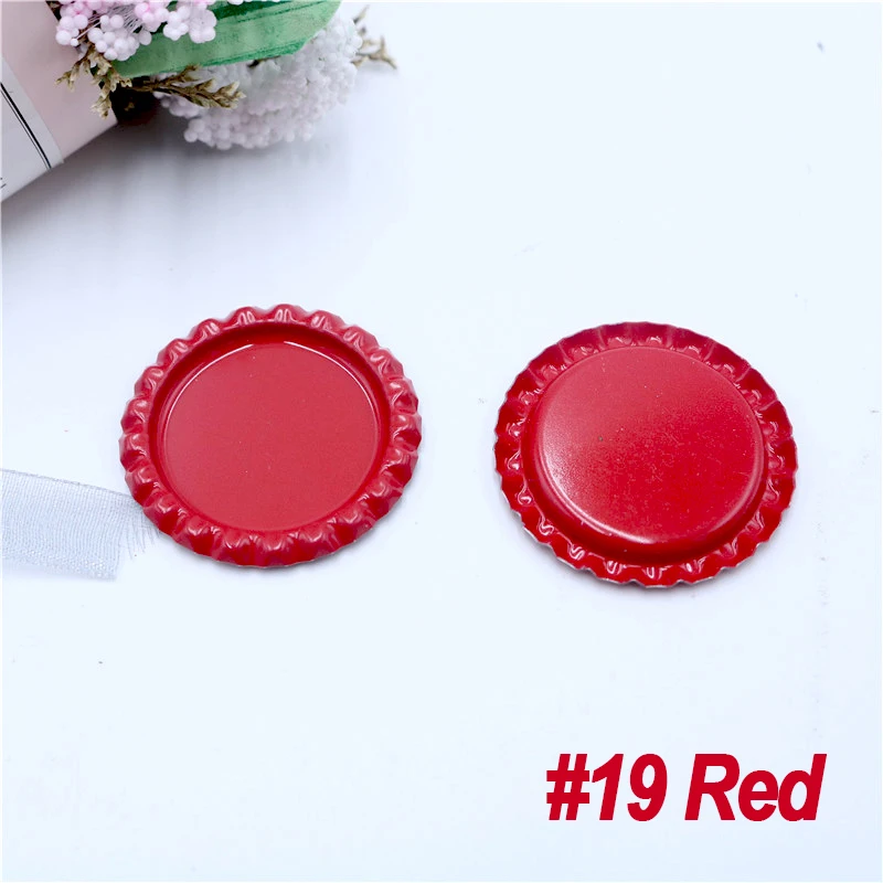 20pcs/lot 25mm Inside Colored Round Flattened Bottle Caps for DIY Hairbow Crafts Hair Bows Necklace Jewelry Accessories