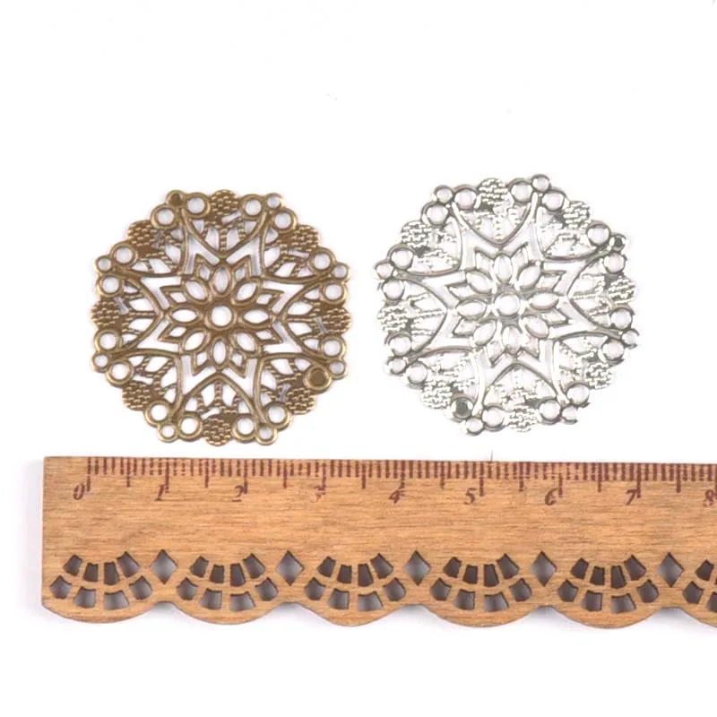 10pcs Filigree Round Wraps Bronze/silver Metal Crafts Connectors For DIY Embellishments Scrapbooking Craft Accessories ykl0735