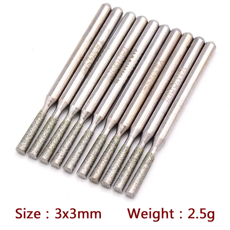 5pcs 3mm Shank Inverted Trapezoid Grinding Head Cutting Jade Glass Stone Ceramic Diamond Cbn Point Bit Set Rotary Carving Tools