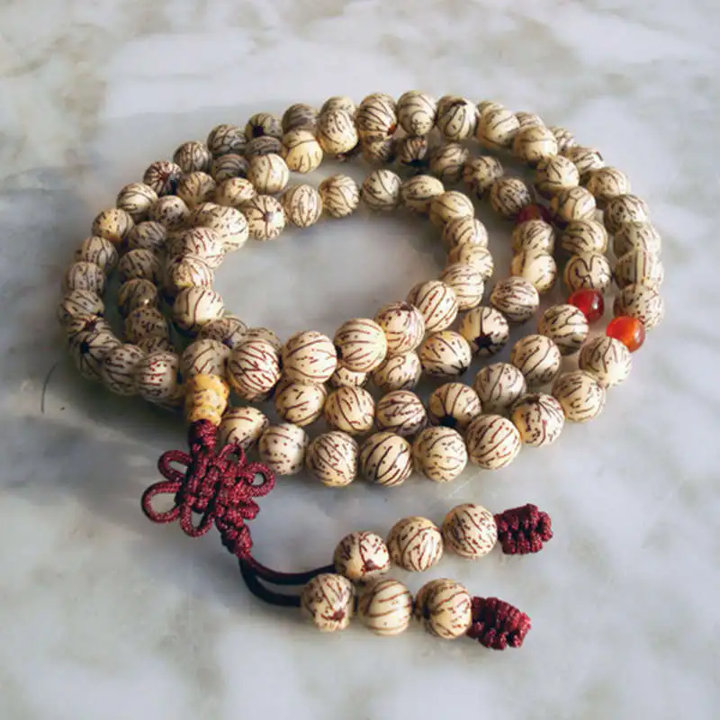 BRO655 Buddhism 108x8mm Silk Bodhi Prayer Beads Mala Natural Bodhi Necklace