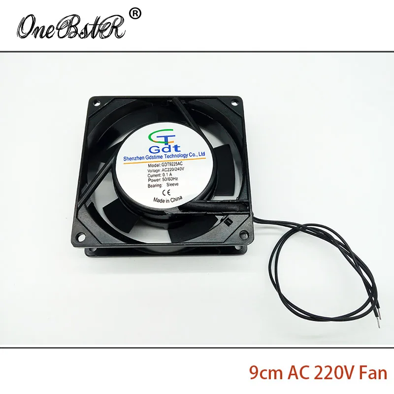 9225 Fan 220V-240V AC 0.1A 2500RPM 9cm Sleeve Bearing 50/60Hz Metal Frame+PBT Furnace Freezer Chassis Cooling Fans