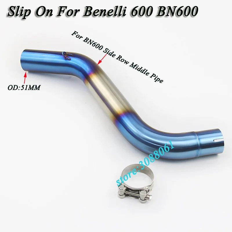 Motorcycle Full System Exhaust Muffler Modified Blue Middle Link Pipe Tube Side Row Slip On For Benelli600 BN600 Without Exhaust