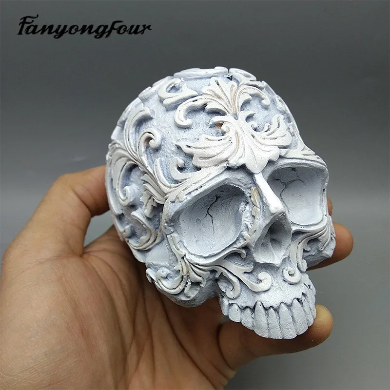 Pattern Skull Silicone Mold DIY Handmade Gypsum Aromatherapy Candle Concrete Crystal Dropping Resin Mold Manufacturing Crafts
