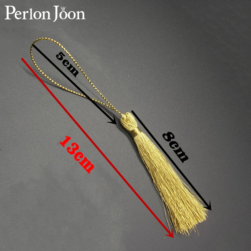 20PCs 13CM Gold/Silver Key Tassel Fringe Silk Thread Pendant Tassels Decorative For Jewelry DIY card Curtains Clothes