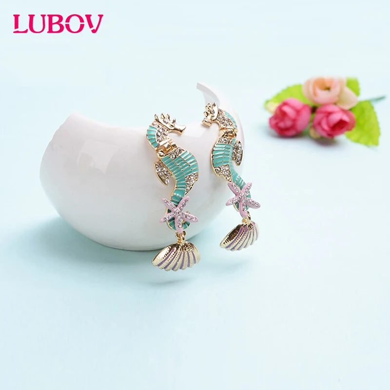 Women\'s fashion brand new arrival gorgeous colourful sea horses earrings