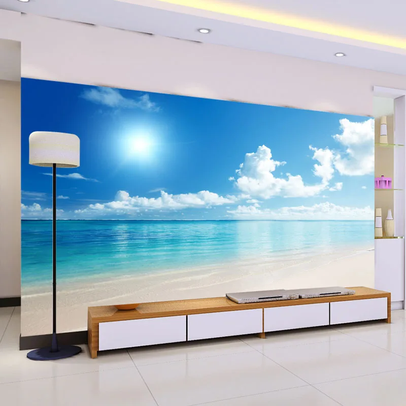 Custom 3D Carta Da Parati Murales A Sud Est Asia Paesaggio di Mare di Sole Spiaggia, Acqua Naturale Murale Carta Da Parati Papel De Parede 3D Quarto