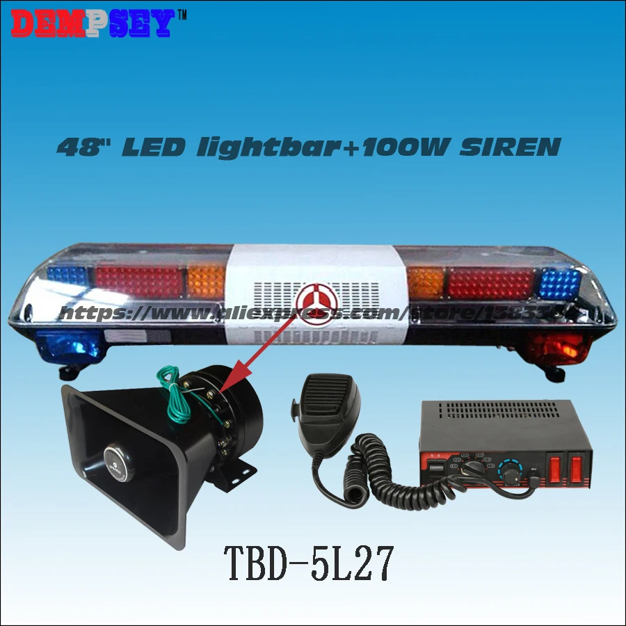 

TBD-5L27 Super Bright LED lightbar ,100W Siren+100W Speaker ,Red/Blue/Amber Warning lights Bar