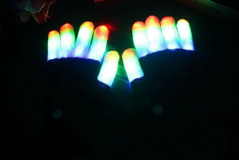 

Cool Rave Flashing Finger LED Colorful Gloves Halloween Christmas Easter Horror Skull Glow luminous Gloves Light Show Light Up