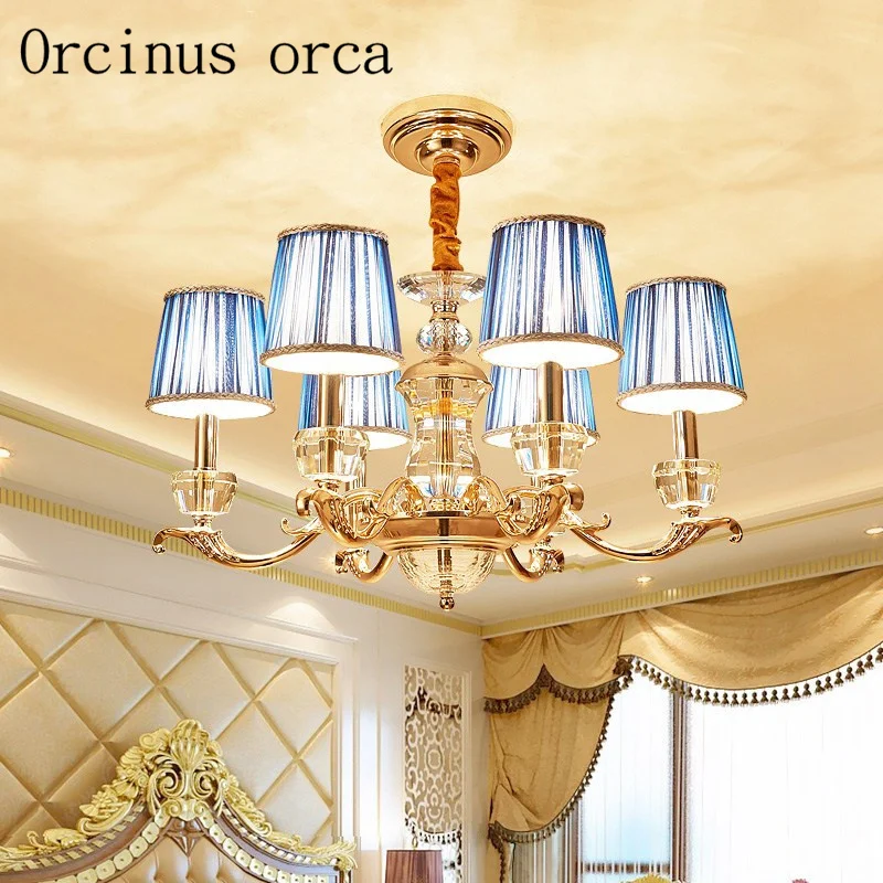 Европейская роскошная хрустальная люстра, дуплексная вилла, гостиная, столовая, французская современная люстра из сплава, бесплатная доставка