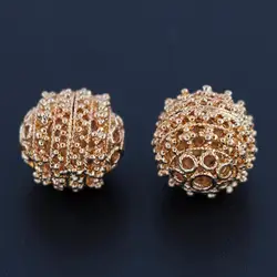 Quality Gold Color Metal Spacer Bracelet Beads Round Beads Filigree Connectors Beading Findings DIY African Jewelry Making