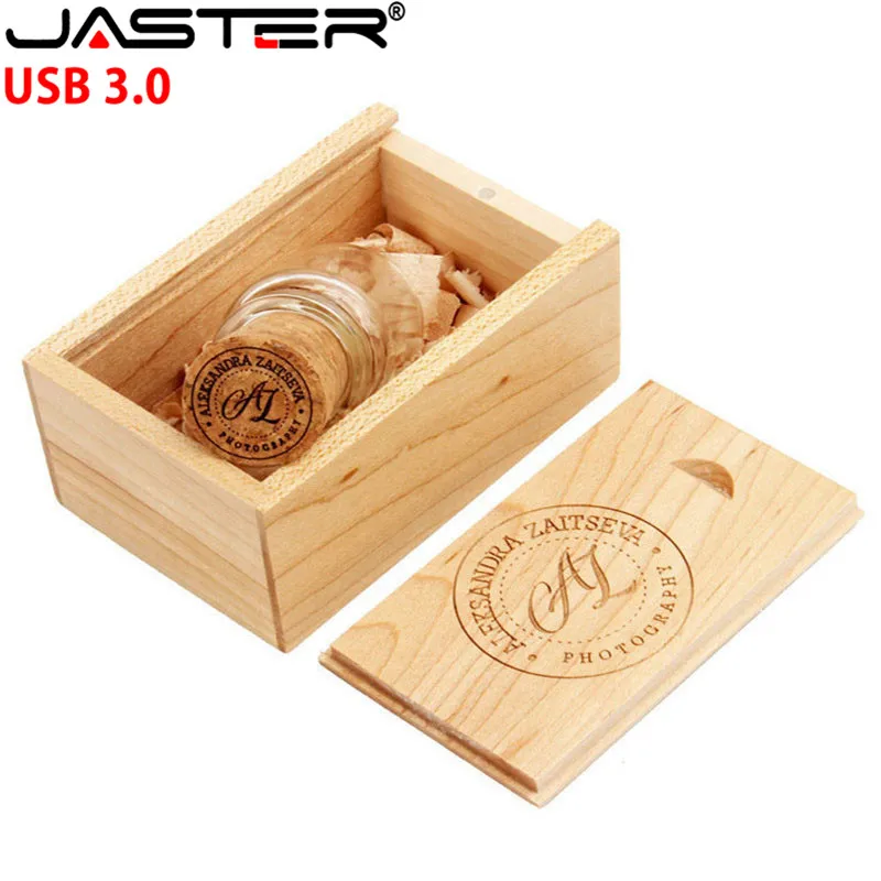 JASTER USB 3.0 wooden cork drifting bottle flash drive pendrive 4GB 8GB 16GB 32GB 64GB wishing bottle wedding gift customer LOGO