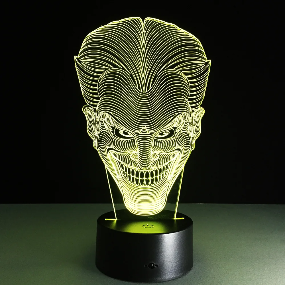 Halloween Kids Gift Jack Smile Face 3D Lamp Movie Character Laughing Joker Desk LED Lamp with 7 Color Night Light Drop Shipping