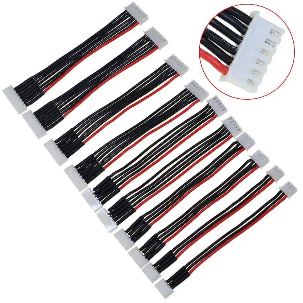 10pcs RC FPV Battery Balance Head Extension Line Cable 2S -7.4V / 3S-11.1V / 4S-14.8V /5S-18.5V / 6S-22.2V for Lipo Battery