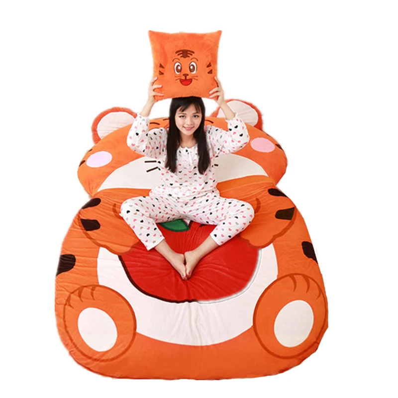 

Dorimytrader Cartoon Animal Tiger Sleeping Bag Soft Plush Beanbag Bed Tatami Soft Carpet Mattress 2 Sizes Free Shipping DY60845